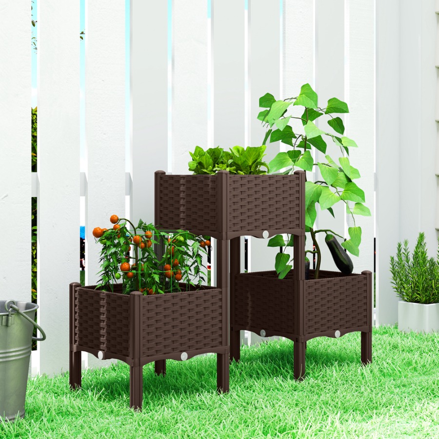 Self Watering Planter - Plastikowa, podwyższona lejek ogrodowy z nóżkami,