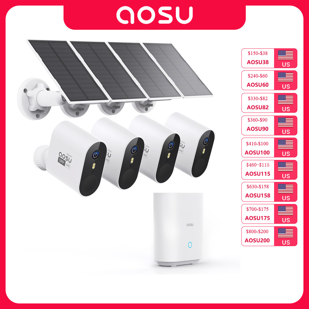 Garden Camera - AOSU 5MP Zewnętrzny System Kamer Solarnych,